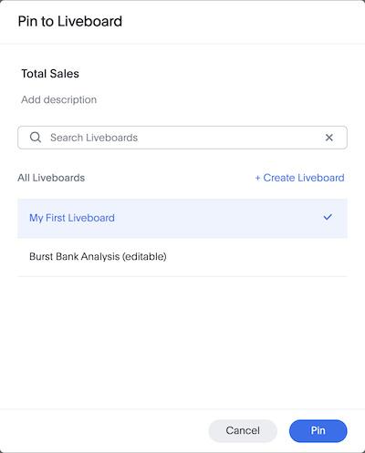 Image depicting a ThoughtSpot pin liveboard dialog