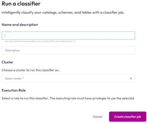 create a data classifier job