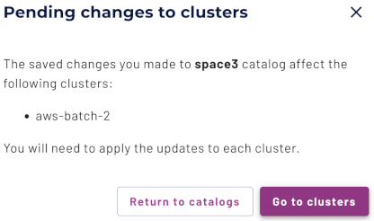 pending changes to cluster pop-up
