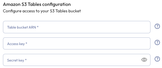 S3 Tables configuration