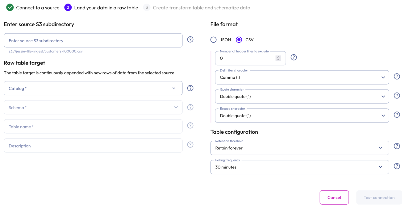 data-ingest-file-S3-land-your-data-in-a-raw-table-csv