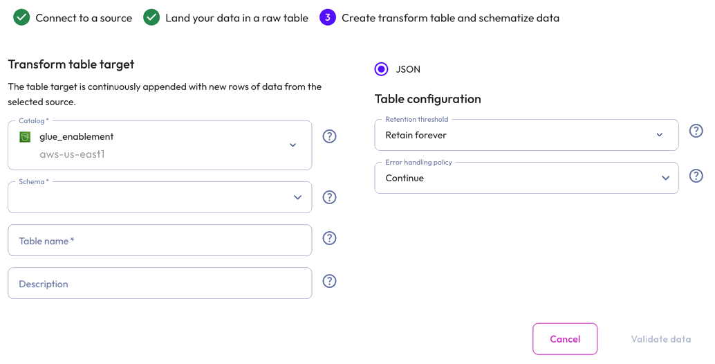 data-ingest-file-s3-create-a-transform-table-json