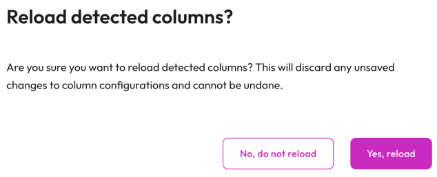 Data ingest reload detected columns