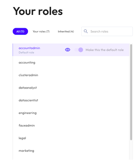 Profile roles dialog