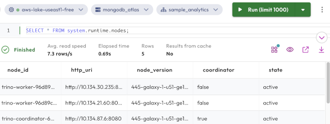 Query editor results pane