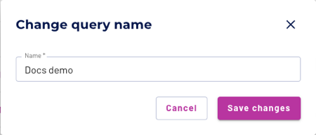 Saved queries page, change name dialog
