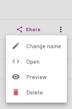 Saved queries page ellipse menu, select change name