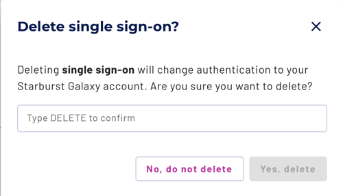 Delete single sign-on