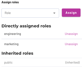Edit a User pane showing two lists of roles