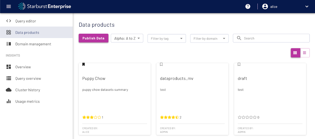 Data products in Starburst Enterprise