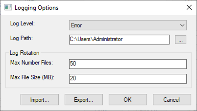 OODBC Logging Options window
