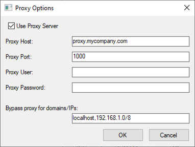 ODBC Proxy Connection setup window