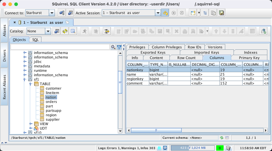 SQuirreL SQL database navigator