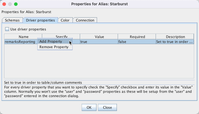 SQuirreL SQL connection prompt