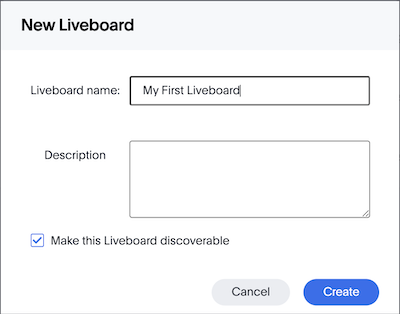 Image depicting New Liveboard dialog in ThoughtSpot